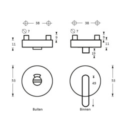 INTERSTEEL ROZET TOILET-/BADKAMERSLUITING NOBILE ROND RVS GEBORSTELD 8