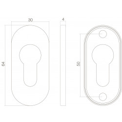 INTERSTEEL ROZET PROFIELCILINDERGAT OVAAL VERDEKT RVS GEBORSTELD 4 MM