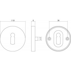 INTERSTEEL ROZET SLEUTELGAT ROND NOKKEN RVS GEBORSTELD