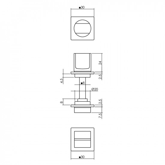 INTERSTEEL ROZET MET TOILET-/BADKAMERSLUITING ZELFKLEVEND RVS/ZWART