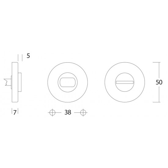 INTERSTEEL ROZET TOILET-/BADKAMERSLUITING ROND MESSING GELAKT