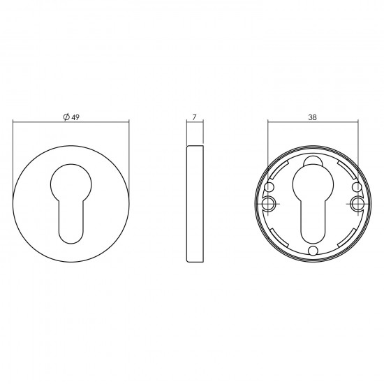 INTERSTEEL ROZET PROFIELCILINDERGAT ROND MESSING GETROMMELD