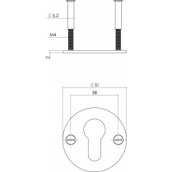 INTERSTEEL ROZET PROFIELCILINDERGAT 2 MM DUN RVS/ZWART