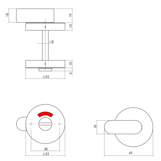 INTERSTEEL ROZET TOILET-/BADKAMERSLUITING COMFORTKNOP ROND VERDEKT RVS