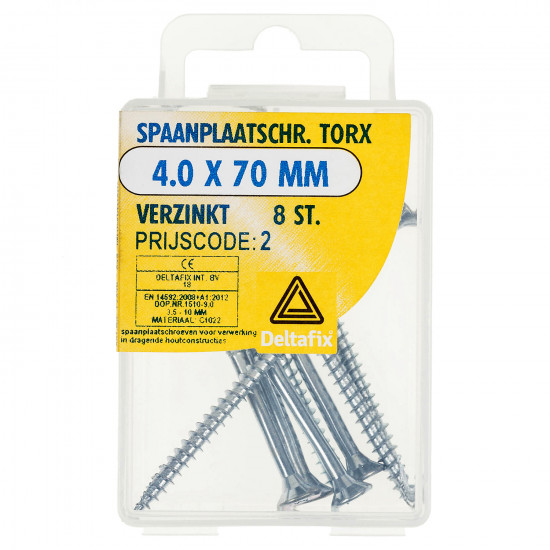 SPAANPLAATSCHROEF PK TX MET NIBS+SNIJPUNT VZ 4.0 X 70 MM 8ST