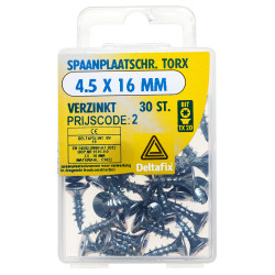 SPAANPLAATSCHROEF PK TX MET NIBS+SNIJPUNT VZ 4.5 X 16 MM 30ST