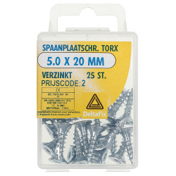 SPAANPLAATSCHROEF PK TX MET NIBS+SNIJPUNT VZ 5.0 X 20 MM 25ST