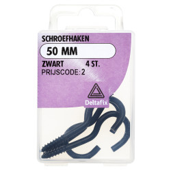 SCHROEFHAAK ZWART 50 MM 4ST