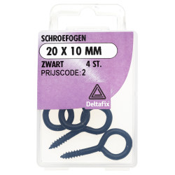 SCHROEFOOGSTANDAARD ZWART 20 X 10 MM 4ST