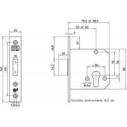 4228/27-50 VEILIGHEIDSBIJZETSLOT, SKG**, DM50MM, VOORPLAAT RVS 25X140M