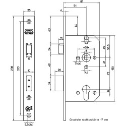 4139/27-50 DR.2+4 VEILIGHEIDSDEURSLOT, SKG**, DM50MM, PC72MM, KRUKGAT