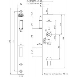 9603/07-35 DEURSLOT, DM35MM, PC92MM, KRUKGAT 8MM, VOORPLAAT RVS 24X245