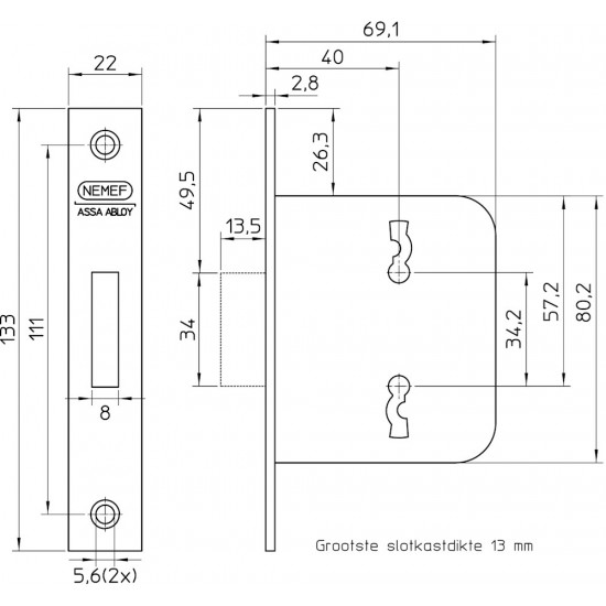 210-40 DM40MM, KLAVIERSLEUTEL, VOORPLAAT STAAL G