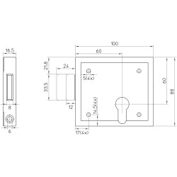 99/11-60 OPLEGSLOT, DM60MM, SLOTKAST STAAL VERZINKT 88X100MM, STAAL VE