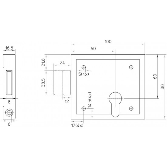 99/11-60 OPLEGSLOT, DM60MM, SLOTKAST STAAL VERZINKT 88X100MM, STAAL VE