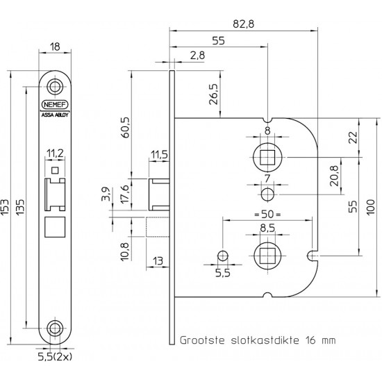 1444-55 DR.1+3 BADKAMERDEURSLOT, DM55MM, WC55MM, KRUKGAT 8