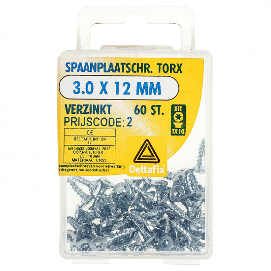 SPAANPLAATSCHROEF TX VZ 3.0X12 60 ST