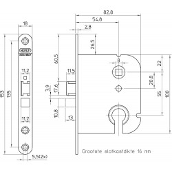 1449-55 DR.1+3 DEURSLOT, DM55MM, PC55MM, KRUKGAT 8MM, VOOR