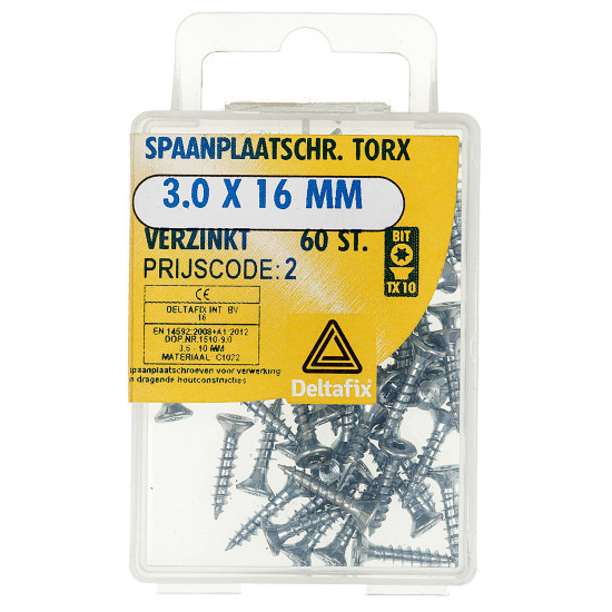 SPAANPLAATSCHROEF TX VZ 3.0X16 60 ST