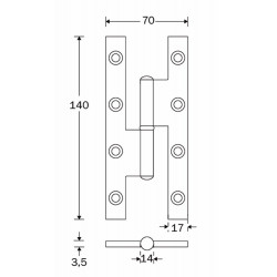 PAUMELLES DIN RS&nbsp; DR. RI. 2 - 4&nbsp; 140X70MM