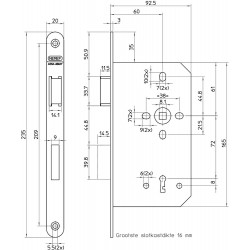 649/66-60 DR.1+3 DEURSLOT, DM60MM, PC72MM, KRUKGAT 8MM, VOORPLAAT RVS