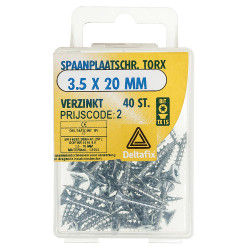 SPAANPLAATSCHROEF PK TX MET NIBS+SNIJPUNT VZ 3.5 X 20 MM 40ST
