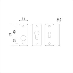 AFDEKROZET SLG RECHT TYPE 4 RH 1 STUK F1 FINISH