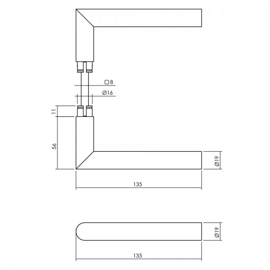 INTERSTEEL DEURKRUK JURA OP RONDE MASSIEVE ROZET ø¸53X10 MM RVS ZWART