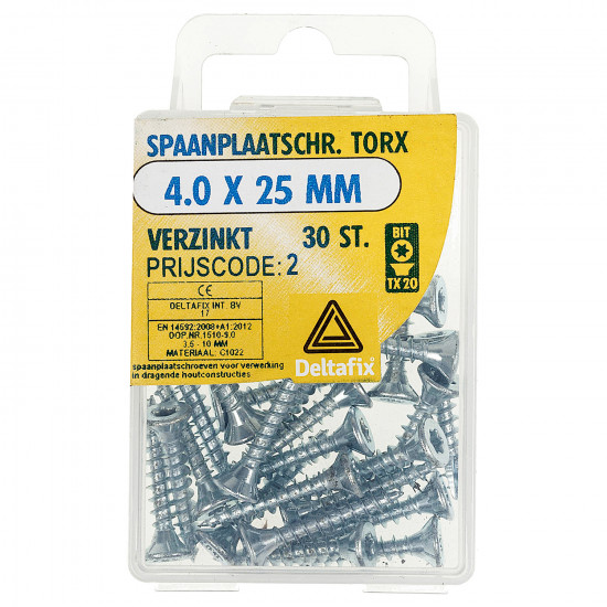 SPAANPLAATSCHROEF TX VZ 4.0X25 30 ST