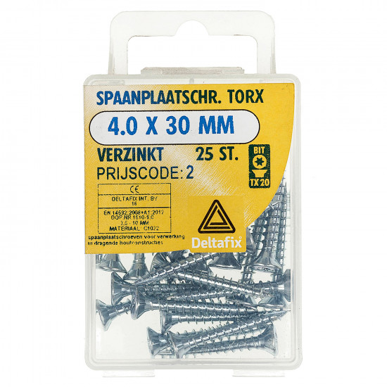 SPAANPLAATSCHROEF TX VZ 4.0X30 25 ST