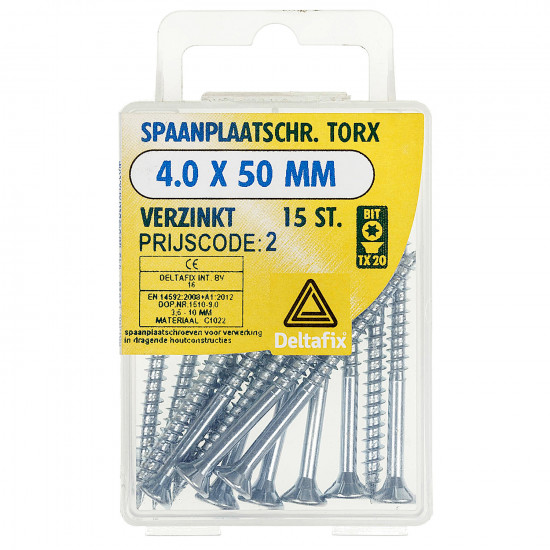 SPAANPLAATSCHROEF PK TX MET NIBS+SNIJPUNT VZ 4.0 X 50 MM 15ST
