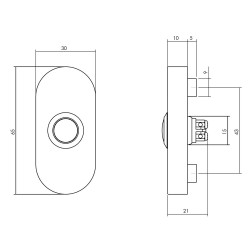 INTERSTEEL DEURBEL OVAAL VERDEKT 65X30X10 MM RVS GEBORSTELD