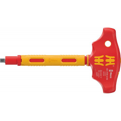 410 I VDE B VDE GEISOLEERDE ADAPTERSCHROEVENDRAAIER MET T-GREEP EN RATELFUNCTIE VOOR 1/4" DOPPEN, 1/4" X 130 MM