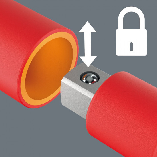 410 I VDE B VDE GEISOLEERDE ADAPTERSCHROEVENDRAAIER MET T-GREEP EN RATELFUNCTIE VOOR 1/4" DOPPEN, 1/4" X 130 MM