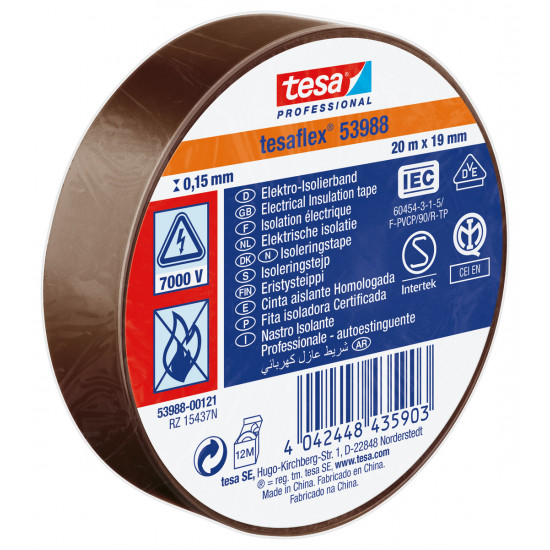 53988 SPVC ELECTRICAL TAPE BROWN 20M X 19MM 20 19 BROWN