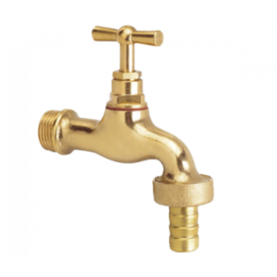 BONFIX TAPKRAAN GEPOLIJST MESSING 1/2" BU. INCL. SLANGKOPP.