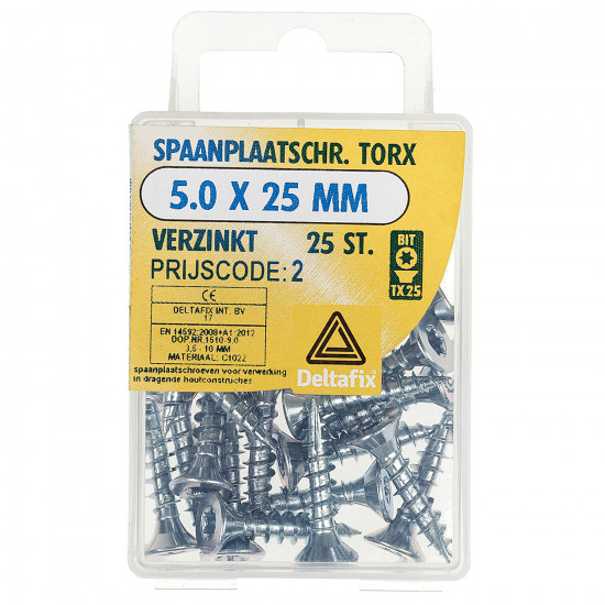 SPAANPLAATSCHROEF TX VZ 5.0X25 25 ST