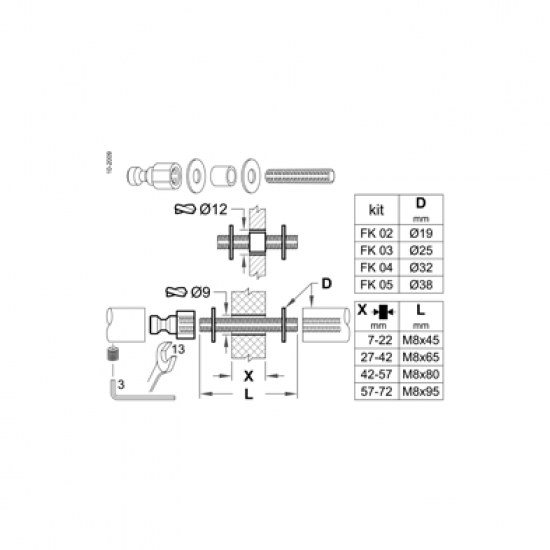 MONTAGESET DEURGREEP RVS FK02/03 PAAR