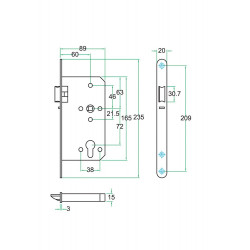 CENTRAAISLOT DM60MM KL3 PC72MM RVS, VP20MM
