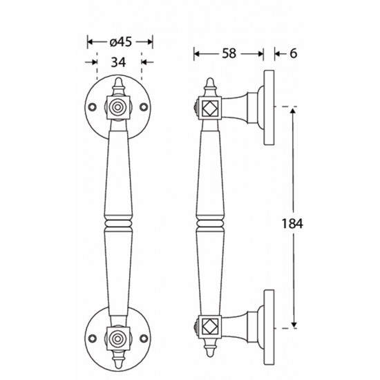 DEURGREEP ROMAN OP ROND ROZET MGN 180MM