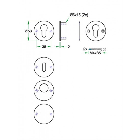 CILINDERROZET PAAR SF RVS MAT PC