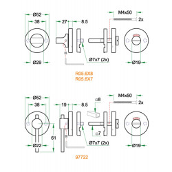 WC GARNITUUR MIVA PL RVS MAT WC 8MM R/W/G