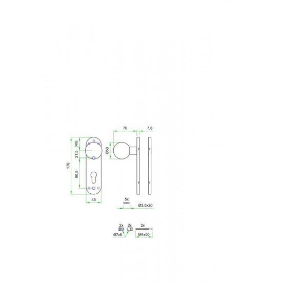 BLINDSCHILD (AFDEK) STUK PL RVS MAT KS