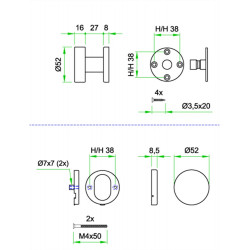 BLINDROZET (AFDEK) STUK PL RVS MAT TEGENOVER 97802