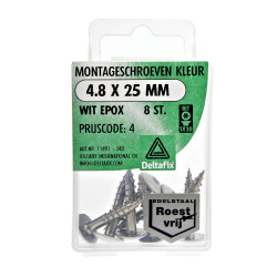 MONTAGESCHROEF RVS WIT 4.8X25 8 ST