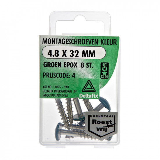 MONTAGESCHROEF RVS GROEN 4.8X32 8 ST