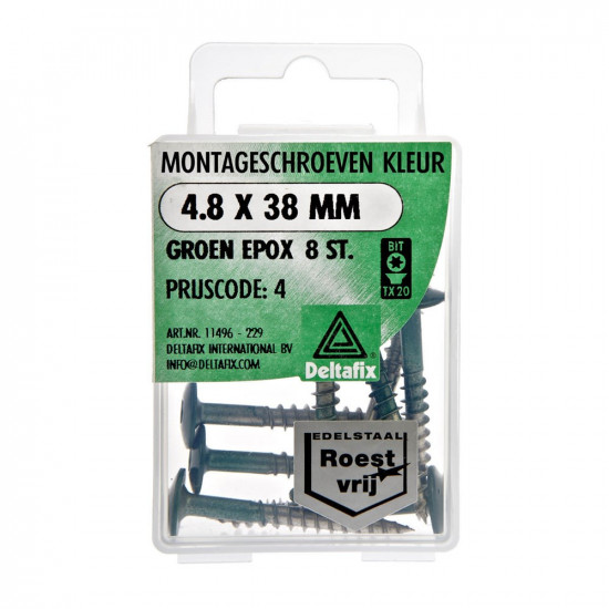 MONTAGESCHROEF RVS GROEN 4.8X38 8 ST