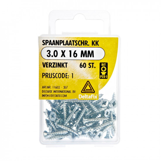SPAANPLAATSCHROEF PK KK VZ 3.0 X 16 MM 60ST