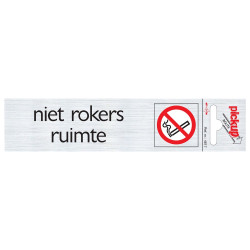 BORD ALULOOK NIET ROKERS RUIMTE 165X44 MM ZELFKLEVEND