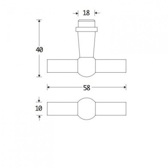 MEUBELKNOP CHEMIN DE FER 58X10MM MTO